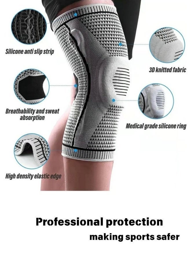 Professional Silicone Anti-Slip Knee Brace - Single Piece for Running, Football, Basketball, Cycling & Fitness - Nylon Sports Guard - Image 3